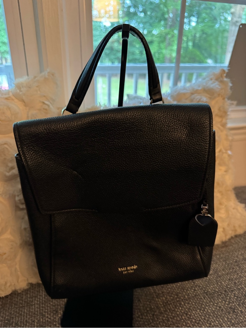 Kate Spade Black Pebbled Leather Backpack Purse - Picture 2 of 9